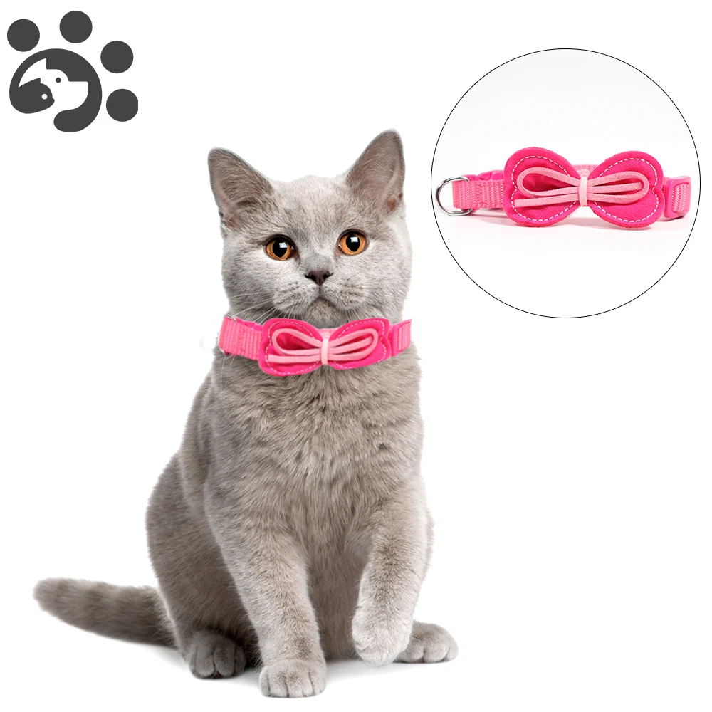 

Cute Pink Dog Collar for Cat Kitten Pet Nylon Necklace Cat Collar Leash Solid Adjustable for Kitty Cat Pet Supplies Puppy MP0037