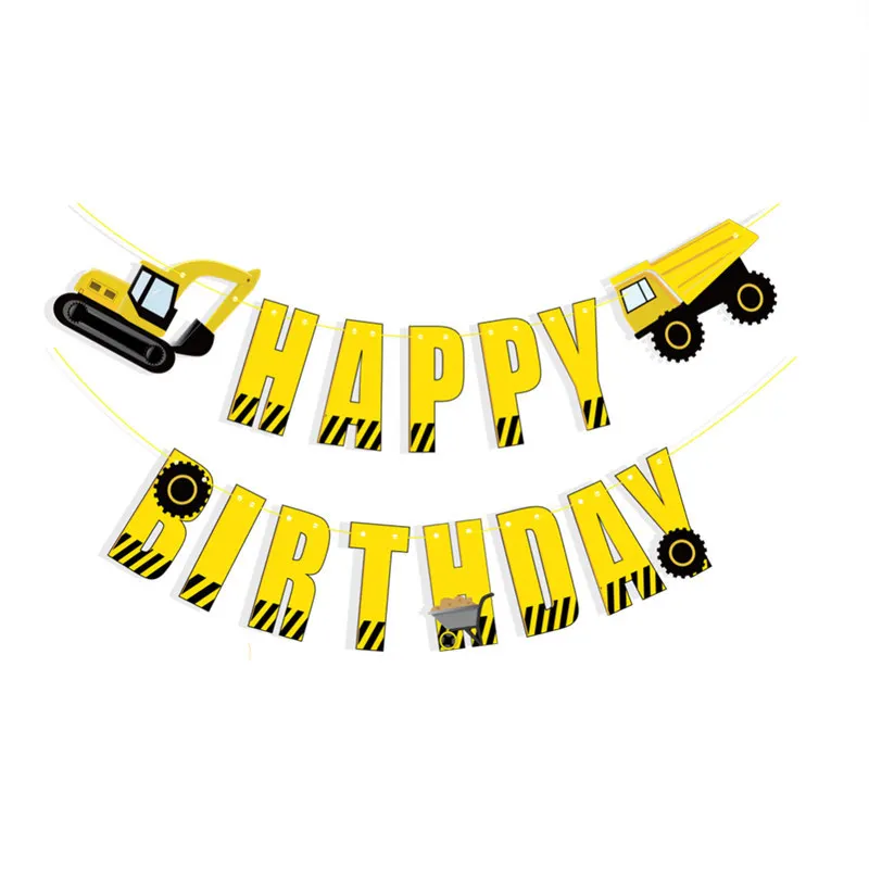 Строительство автомобиль-экскаватор украшение для торта на день рождения на тему "Лошадки карусели" баннеры конфетти латексных воздушных шаров с День рождения для украшения детского душа
