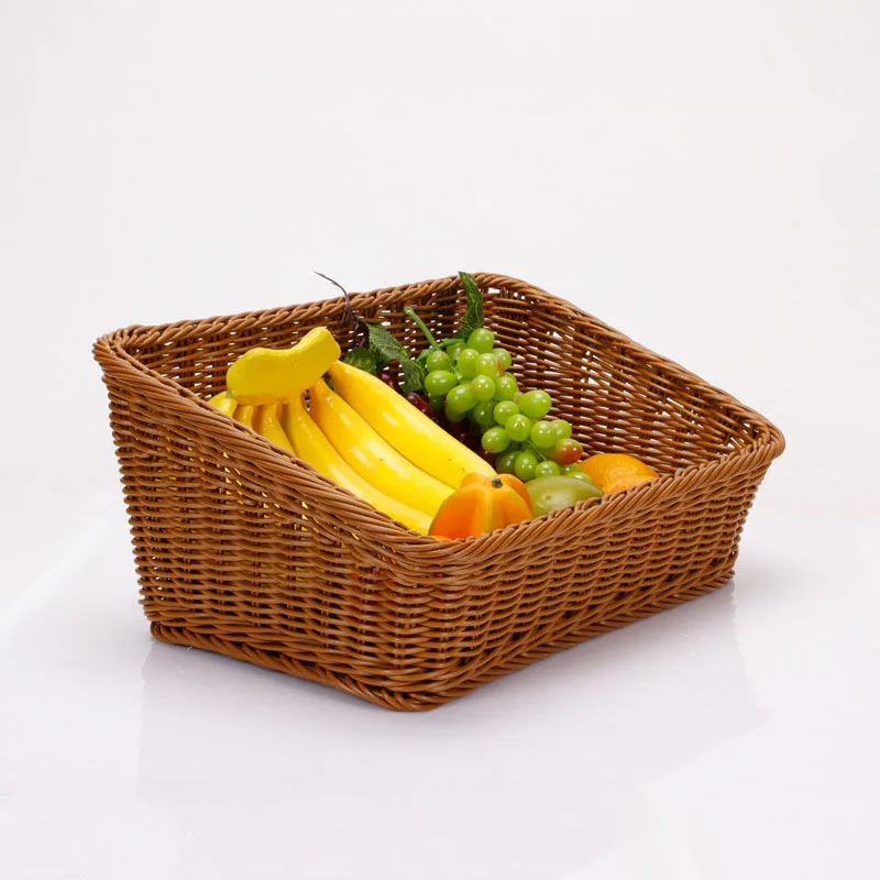 

Pure hand-woven basket waterproof square storage plastic large basket home fruit vegetable finishing organizer mx01171429