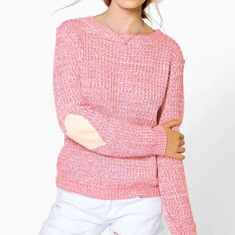 2019 new spring Loose Womens Knitted Jumper New Casual Winter Ladies Tops Long Sleeve Sweater o-neck elegant pink gray WM69116P | Женская