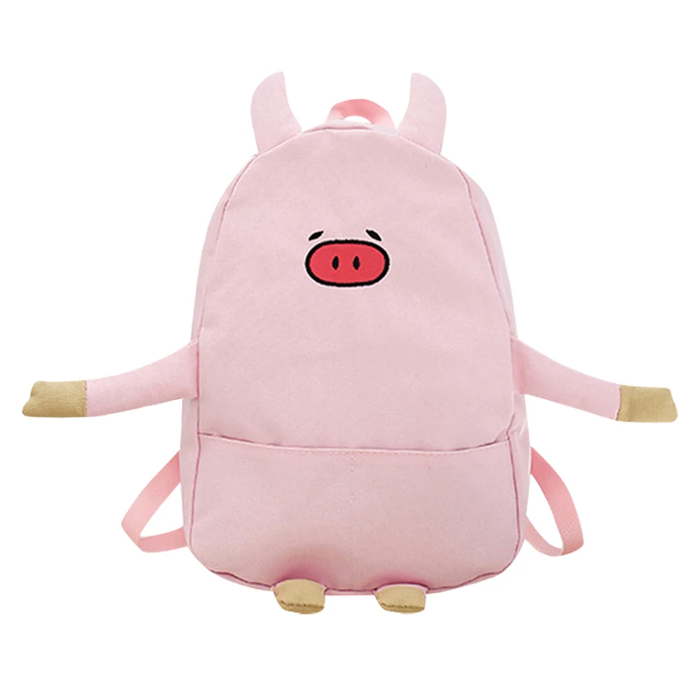 Мода мультфильм вышивка холст школьный женский животный узор мини милый кот повседневный рюкзак и сумка Mochilas - Цвет: Pink Pig