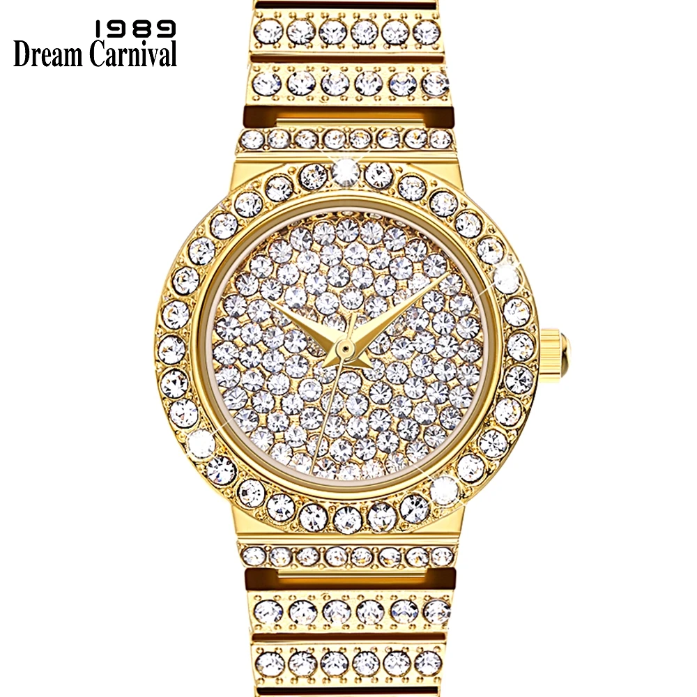 

Dreamcarnival 1989 Full Crystals Round Case Luxury Wrist Bracelet Watches for Women Stone Dial Ladies Clock Katar Hot Sell A8367