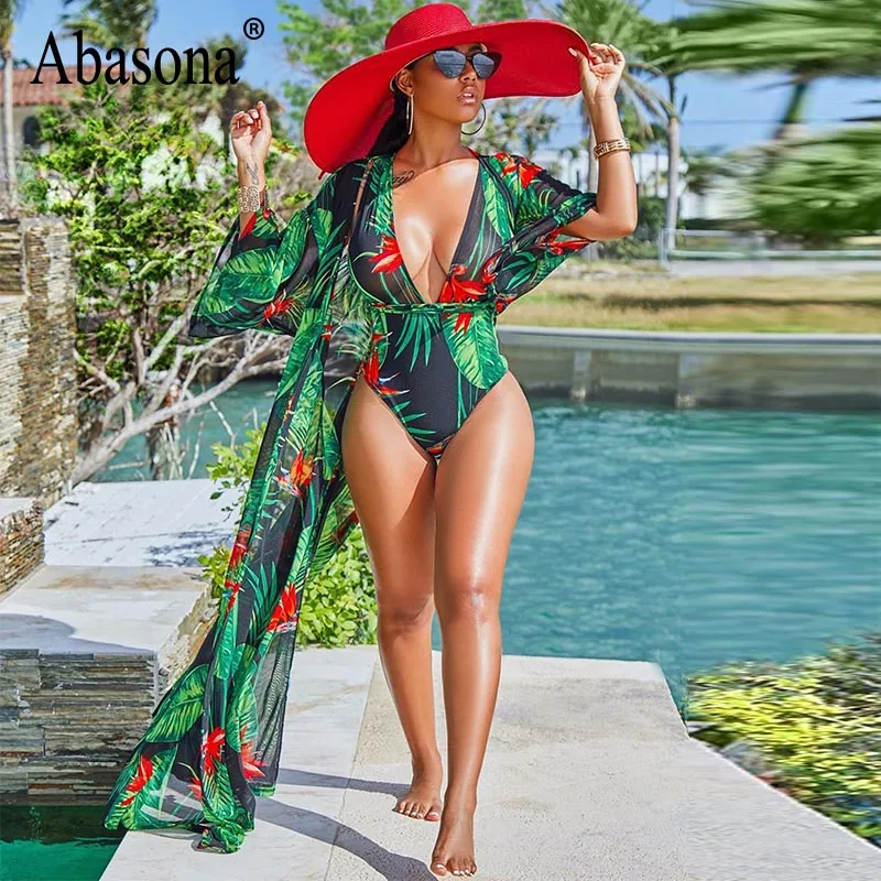 Abasona Women Bodysuits Sumemr Casual Beach Wear Printed Long Jumpsuits Boho Style Sexy Bodysuit Halter Short Rompers