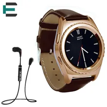 ET G4 Lederband SiM TF Karte Smart touch Uhr Herz Rate monitor Smartwatch für Samsung getriebe s2 Xiaomi Huawei + BT kopfhörer