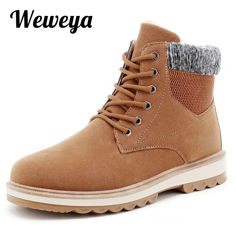 Зима 2018 теплые мужские ботинки Weweya с мехом для мужчин повседневная обувь