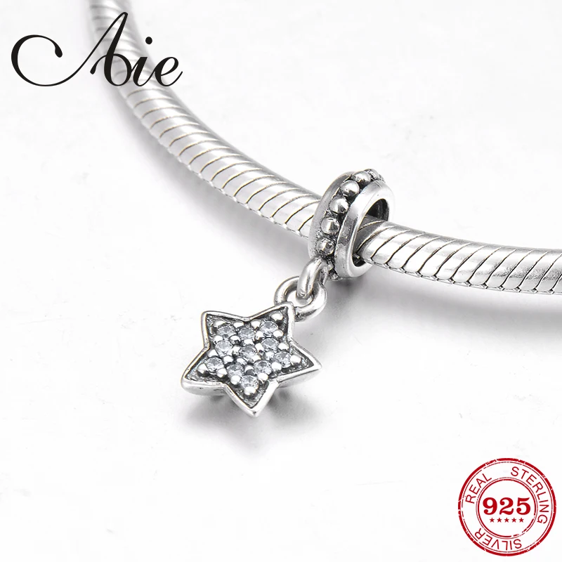 

New 925 Sterling Silver like shining star clear CZ fine Pendants beads Fit Original Pandora Charms Bracelets making