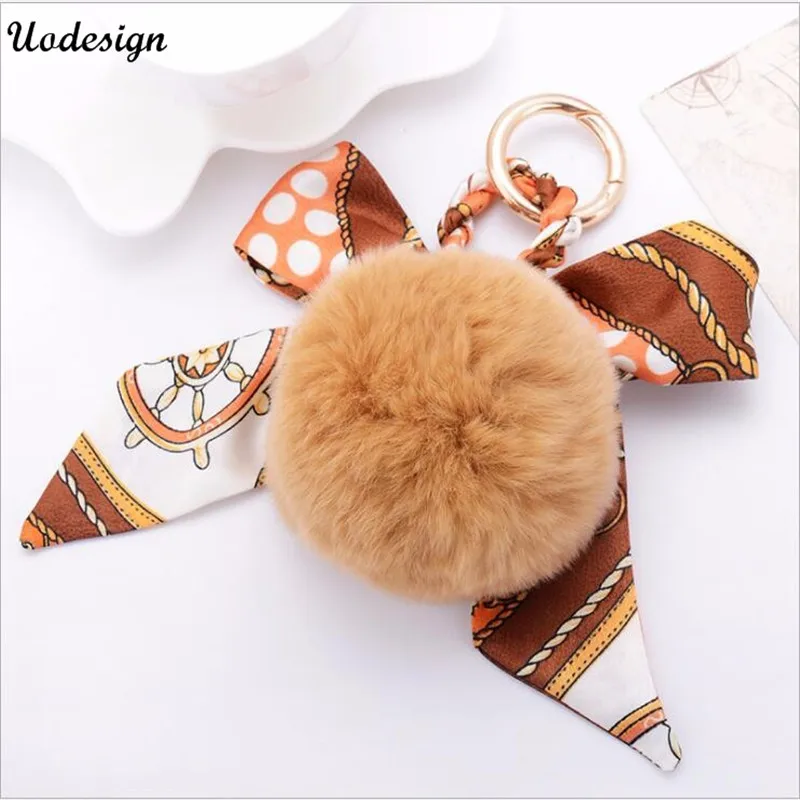 Rabbit Fur Ball Keychain Furball Clover Key Ring Chain Jewelry Bag Charm Women Accessories For Gift | Украшения и аксессуары