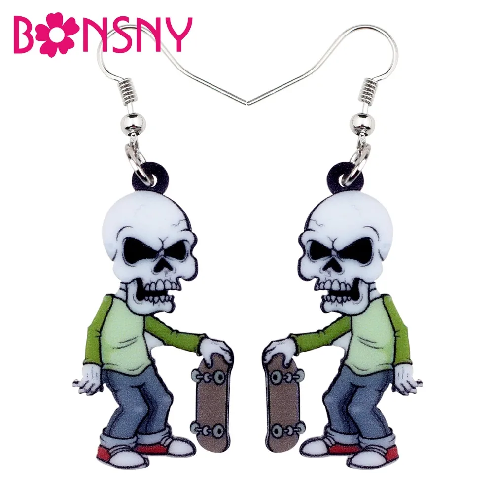 Женские акриловые сережки-подвески Bonsny длинные висячие серьги в стиле панк с