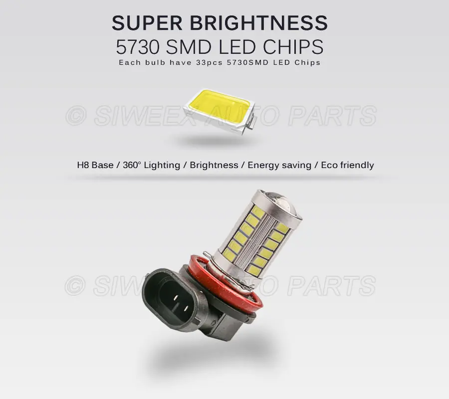 1 шт. H8 H11 33 5730 SMD СВЕТОДИОДНЫЙ верхнего объектива светильник се туман светильник фар дальнего света лампы 12V Белый 360 градусов