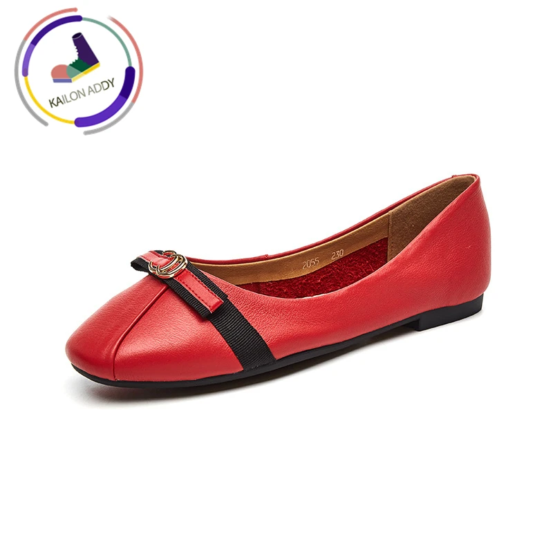 

KAILON ADDY BRAND Fashion Leather Flat Bottom A Hundred Shoes Female 2019 New Korean Version of Shallow Lady's Small Shoes
