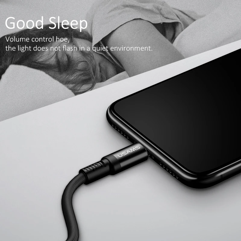 Светодиодный кабель для зарядки с регулировкой громкости iPhone 6 7 X USAMS SR