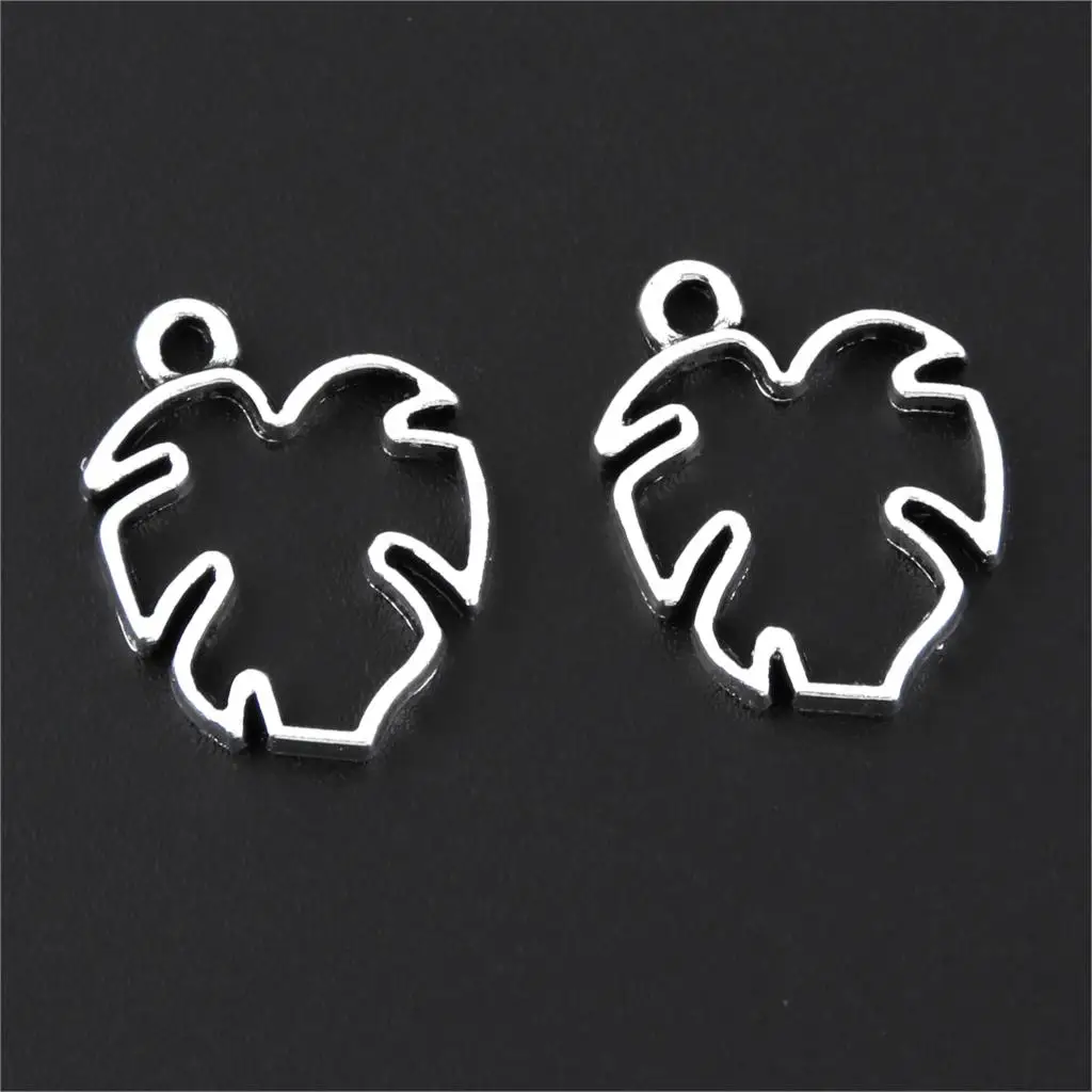 

30Pcs Antique Sliver Hollow Coconut Leaves Chams Green Tree Pendant Bracelet Necklaces Diy Jewelry Supplies 19X15mm A3254