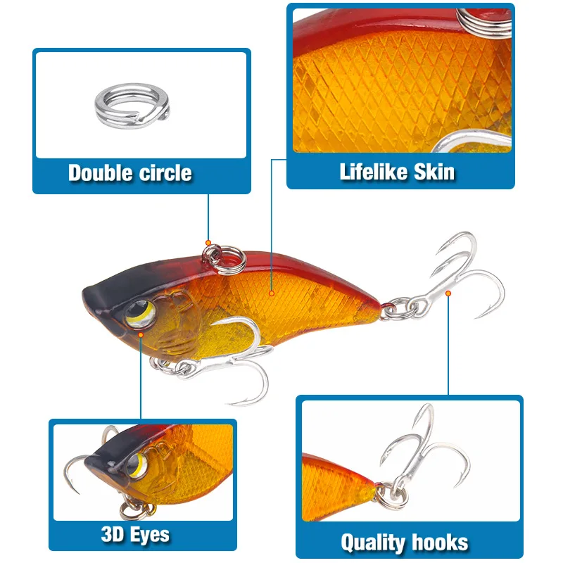 VIB рыболовные приманки 1 шт. 5,5 см 15 г тонущие Джеркбейт вибрационные воблеры Пластиковые Погремушки VIB жесткая приманка искусственная приманка