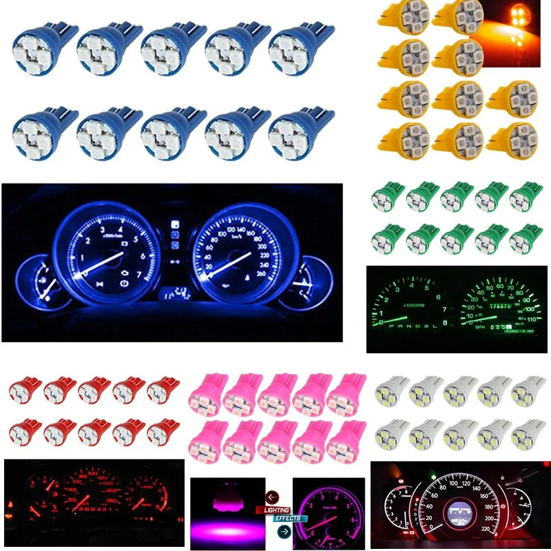 10Pcs/set Auto Car LED Dashboard Lights 12V T10 194 168 W5W 4SMD 3528