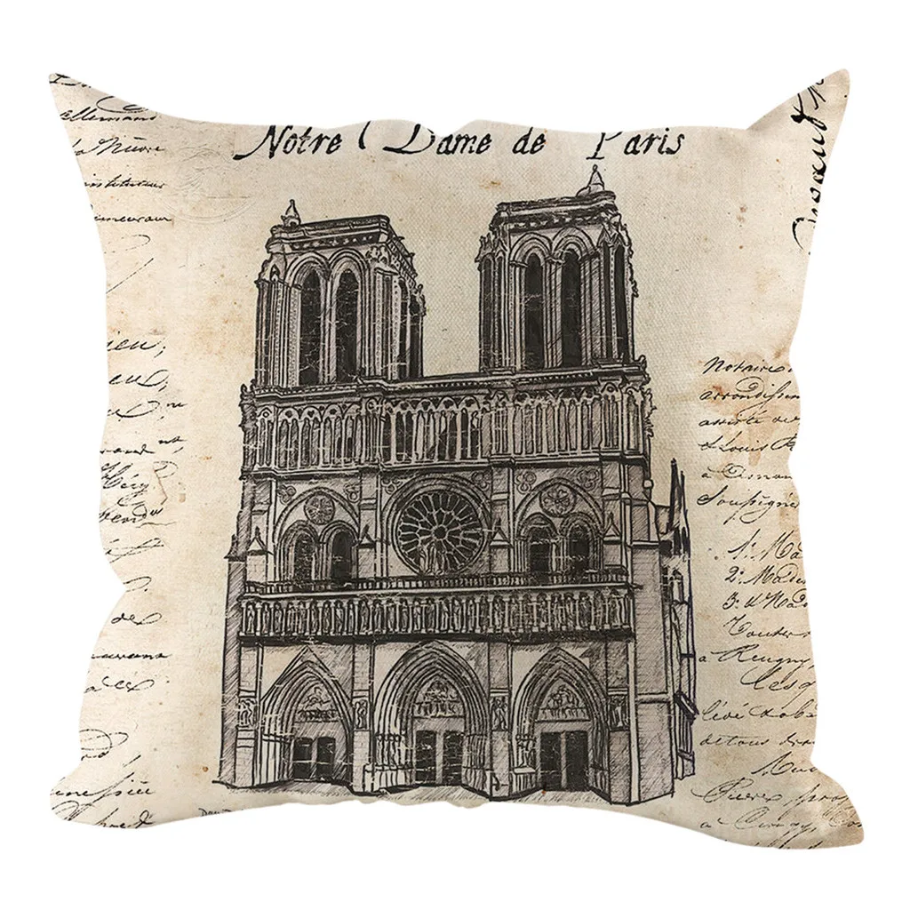 

Decorative cushions for sofa 2019 Modern Style Ancient Building Linen Hug Pillowcase Home Decoration45x45cm coussin de chaise