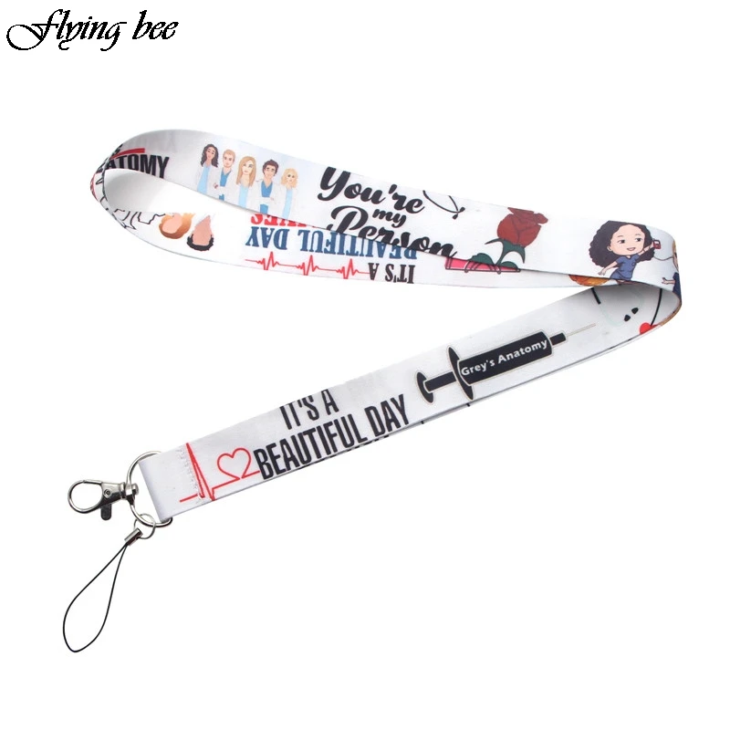 

20pcs/lot Grey doctor Keychain Cartoon Phone Lanyard Women Strap Neck Lanyards for ID Card Keys Doctors gifts X0096