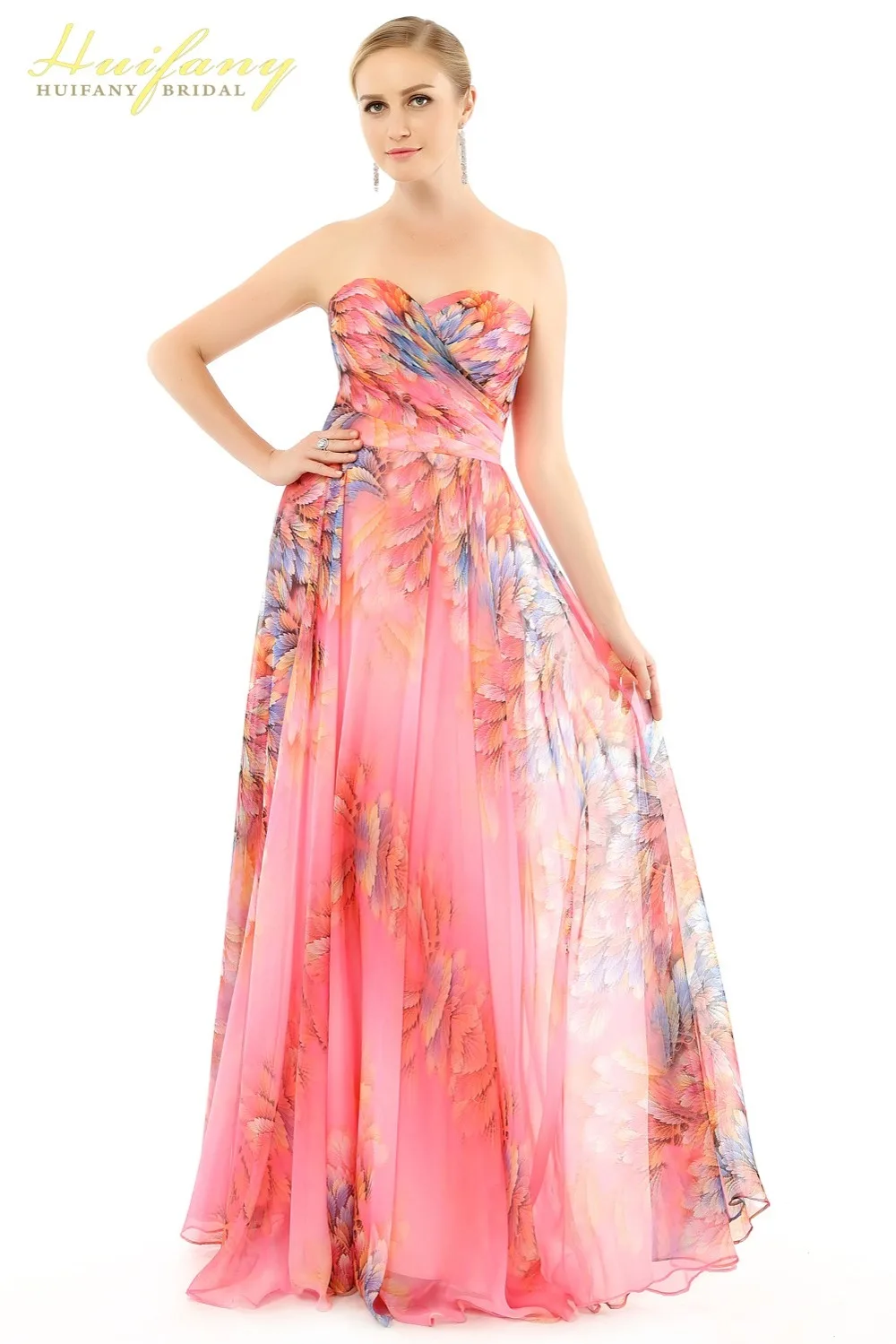 Huifany Coral Pink font b Evening b font Dresses font b Floral b font font b