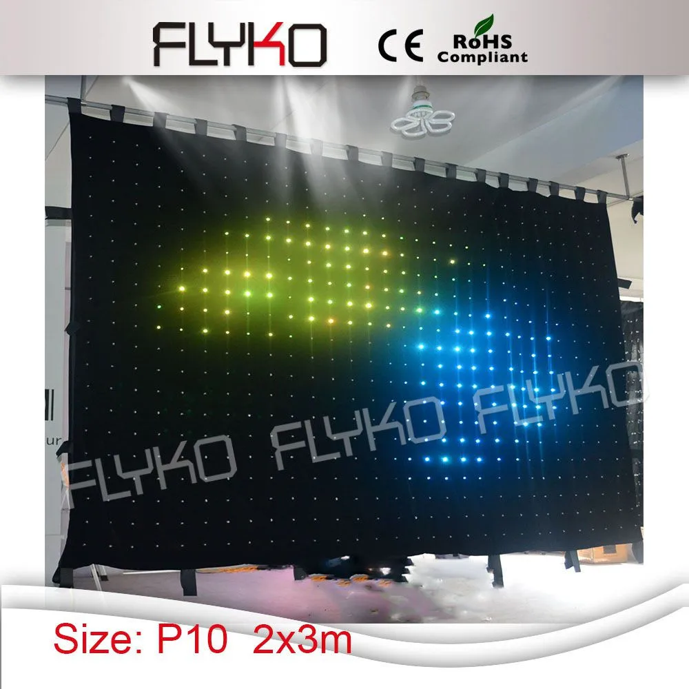 Free shipping factory directly sell P10 2x3m led stage curtain with DMX controller | Лампы и освещение
