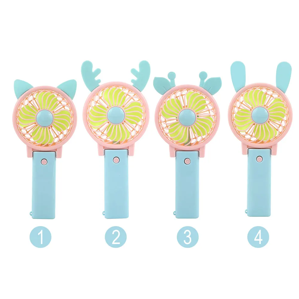 

Portable USB Mini Fan Mini Cooling Fan Travel Desktop Fan Outdoor Folding Fan ABS Ear Fan Home Variable Speed Fan Cartoon