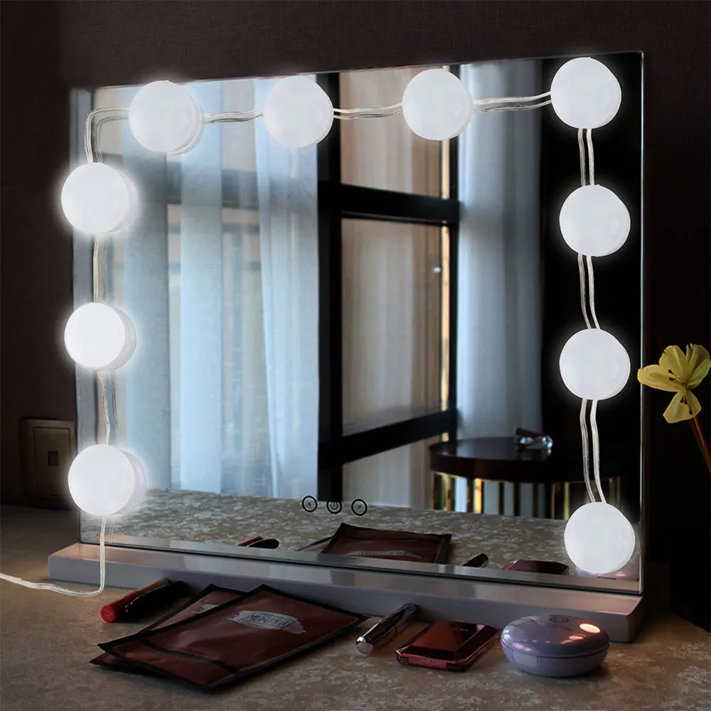 USB светодиоды для зеркал с регулируемой яркостью Голливудский стиль тщеславие лампочки зеркало для ванной свет для макияжа туалетный столик спальня