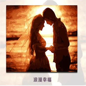 

Hand painted acrylic oil paintings wall pictures for living room Coloring by numbers cuadros decoracion Romantic Happiness H513
