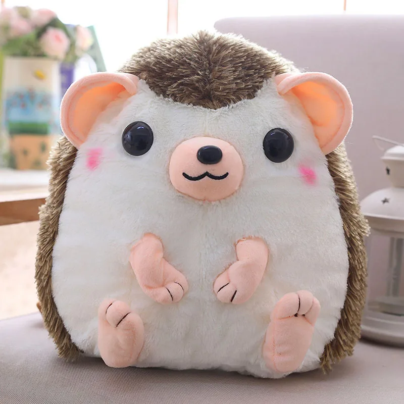 Nooer Hedgehog Plush Backpack Hedgehog Soft Backpacks Doll Plush Shoulder Bag Birthday Children Kids Girls Gift - Цвет: Khaki