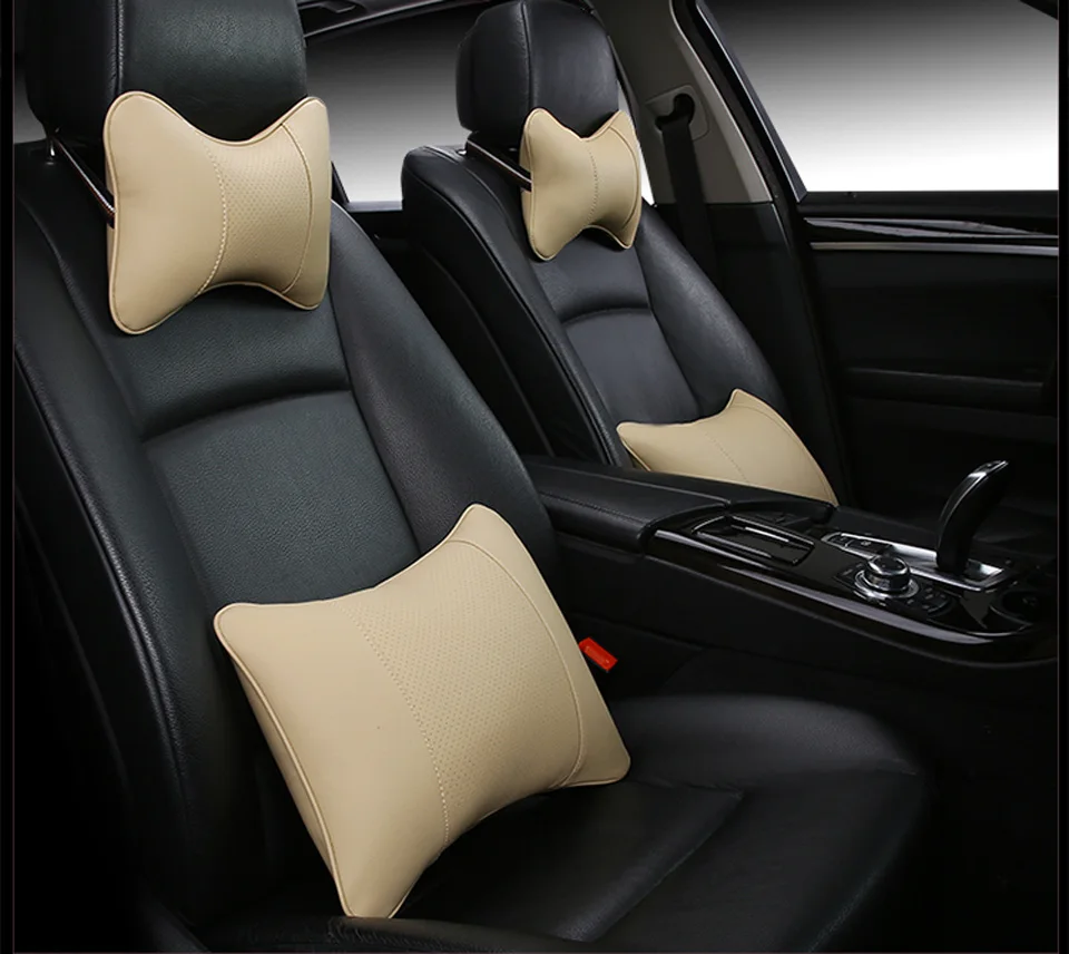 2019 brand new all artificial leather car neck pillows comfortable universal single pcs headrest fit for most cars fills fiber