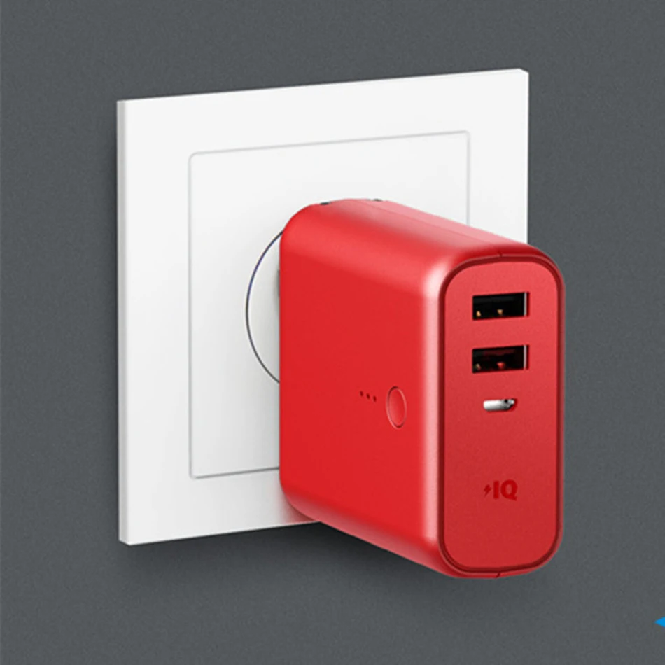  Anker Super Portable Mobile Power Red Charging Treasure With Plug Apple Two In One Charger