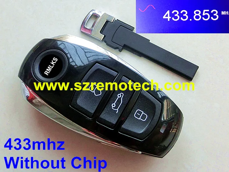 

RMLKS New Uncut HU66 Blade Keyless Smart Remote Car Key Fob 3 Button 433 Mhz Fit For Volkswagen For VW Touareg