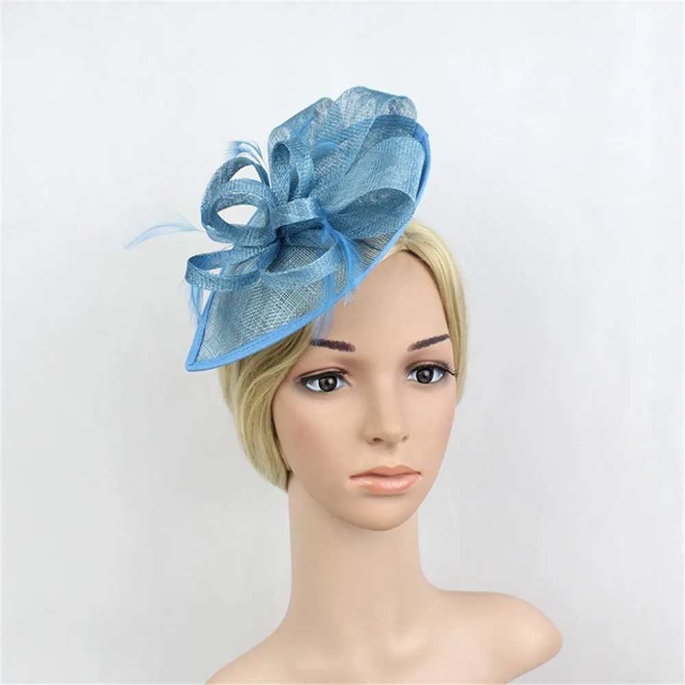 Новые летние модные Женский Цветочный перо Fascinators ретро суд черный частный вечерняя шляпа гвозди обруч головные уборы#7