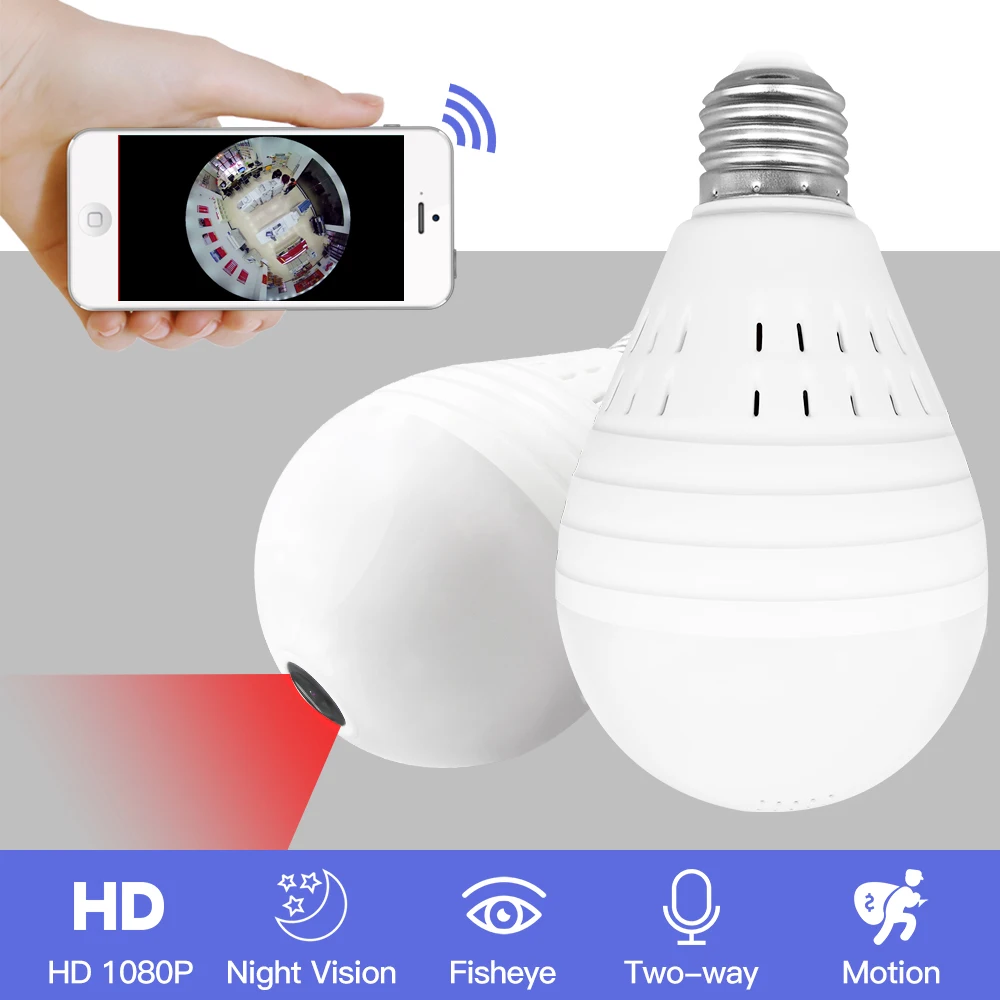 SDETER Bulb Light font b Wireless b font 1080P IP Camera Wifi 360 Degree Security CCTV