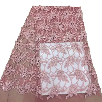 

High quality African sequins lace fabric with cord embroidery for luxury dress HJ724-2