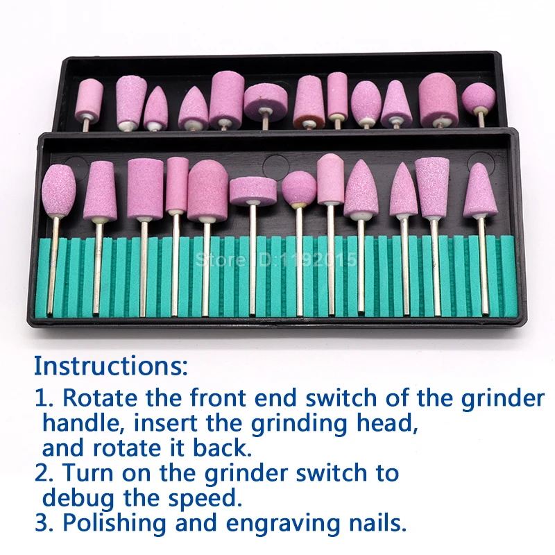 12PCS Quartz Scrubs Stone Polishing Grinding Head Nail Drill Bits Kits Electric Points Machine Art Tools Ceramic Bit Nozzle