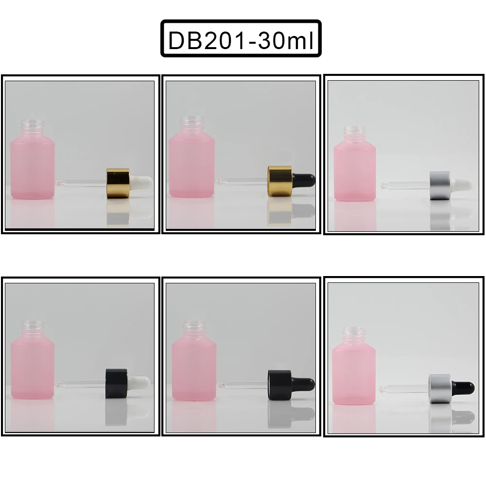 Download Pink Glass Essential Oil Bottle 30ml With aluminum ring white black rubber dropper cap, glass ...