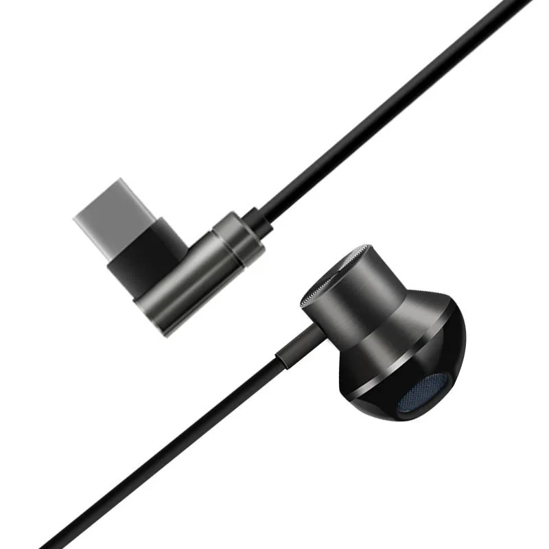 

L Shape USB Type C Game Earphone Deep Bass Hifi Metal In-ear Earbuds Mic/Volume Control For XIAOMI MI 6 6X 8 SE Mix 2 2S Note