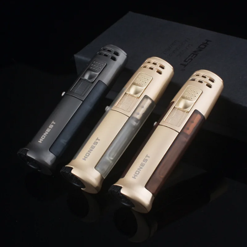 

New Pen Torch Lighter Compact Jet Turbo Pipe Lighter Windproof Metal Cigar Spray Gun Lighter 1300 C Butane Fixed Fire No Gas
