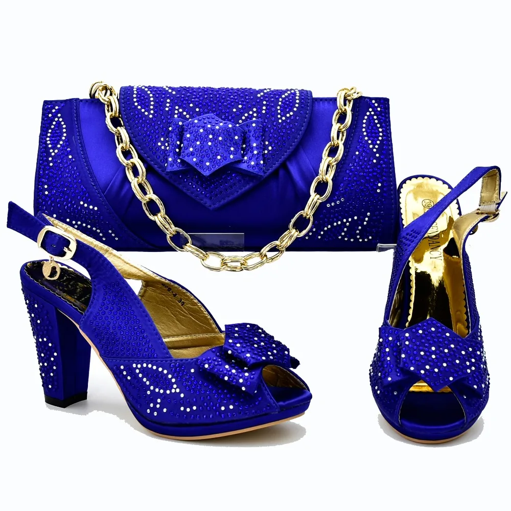 

Royal blue new arrival sandal shoes and clutches evening bag fashion italian shoes and bag matching 2018 shoe and bag SB8293-4