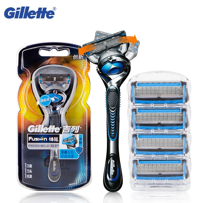 

Gillette Fusion 5 ProShield Chill Razor Blade Men's Shaving Razor 5 Layers Blades Refills Shaving Machine Safety Razor Holder