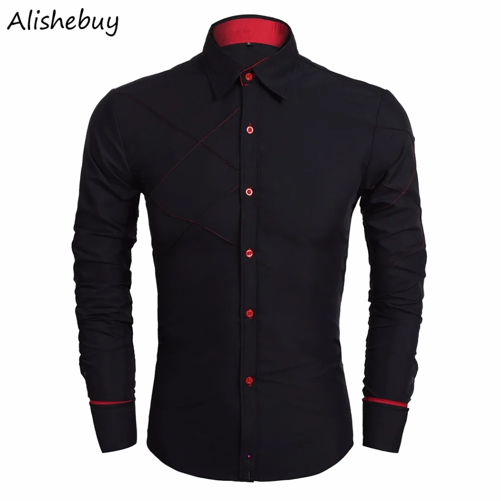 Work Men Casual Shirts Male Business Party Tops Man Plus Size Patchwork ...