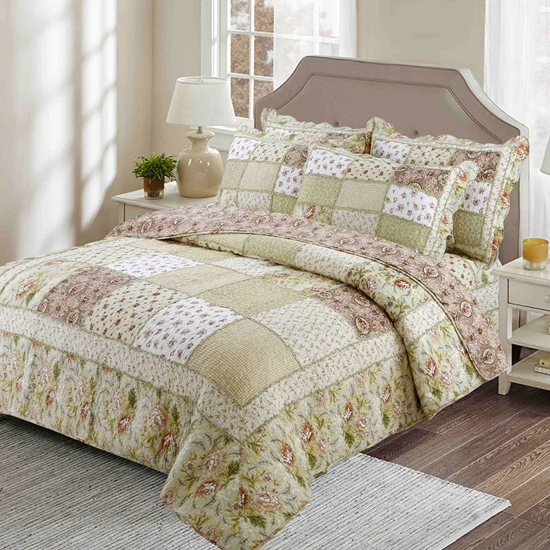 Korea Quality Patchwork Quilt Set 3PC/4p Quilted bedding Cotton Quilts Bed Cover Bedspread Shams Duvet Cover King Size Coverlet