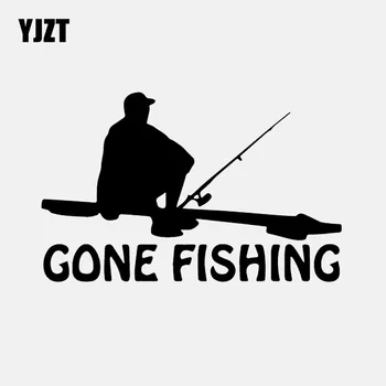 

YJZT 15.5CM*9.8CM GONE FISHING Decal for Car Sticker Vinyl Decals Decor Black/Silver C24-0483
