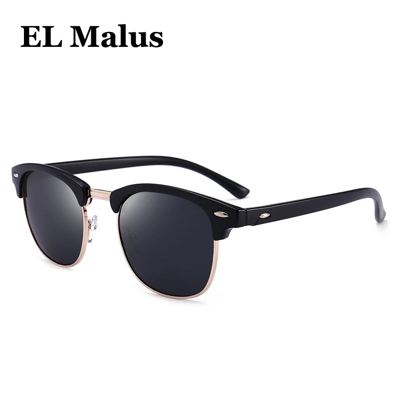 [EL Malus] Поляризованные солнцезащитные очки с круглой оправой, мужские серые, желтые, серебристые, красные линзы ночного видения, зеркальные Ретро дизайнерские солнцезащитные очки
