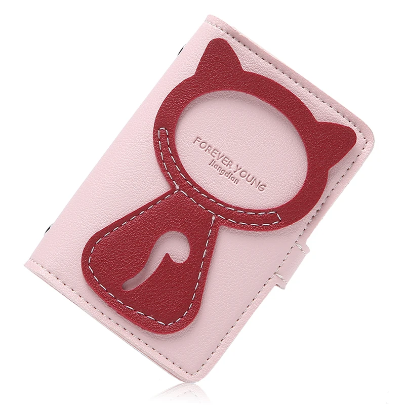 Чехол для карт с милыми заячьими ушками, 24 бита, бизнес-держатель для карт, для мужчин и женщин, сумка для кредитных карт, карт, ID, паспорта, карт, кошелек - Цвет: cat pink