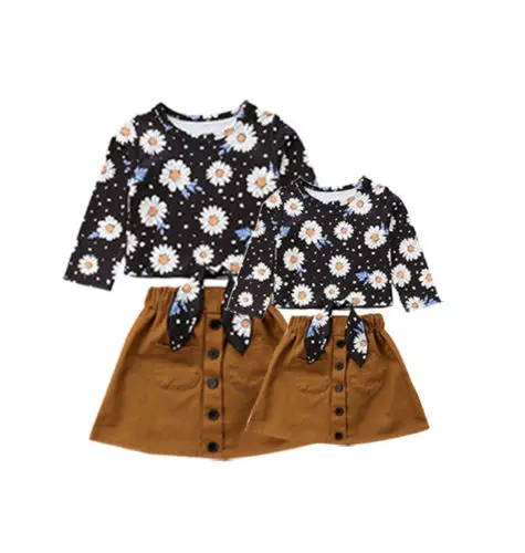 

Kids Baby Girls Outfits Clothes Sunflower T-shirt Tops Dress Sundress 2PCS Set
