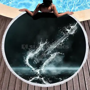 

Violin Guitar art Musical instrument Women Bath Towel for Beach Thick Round 3d print Fabric Quick Compressed Towel new style-18