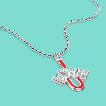 

New girl popular silver jewelry 925 sterling silver alphabet pendant design solid silver beads long section size birthday gift