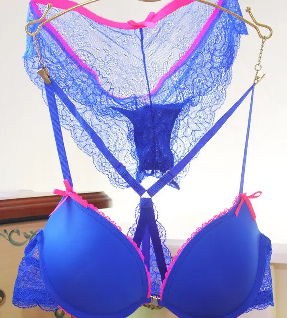 Quality Mint Green Front Button Bra Set Push Up Underwear Sexy Thongs