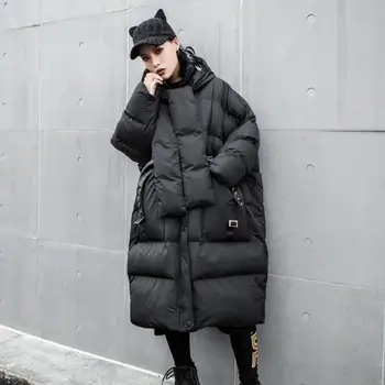 

Women winter cotton coats 2019 Outerwear Coats Female Long Casual thicken warm jackets Detachable hat brand tops gx1623