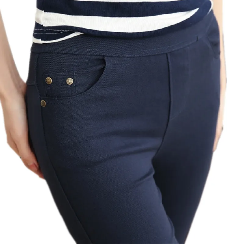 

Plus Size Women's Pencil Pants Women Casual Capris White Black Navy Color Female Bottoming Pants Palazzo Formal Trousers DAF68