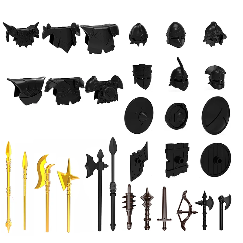 

10pcs/lot Weapons Helmet Shield Middle Ages Ancient Greece Building Blocks Toys for Children Gifts Compatible With Legely